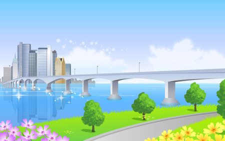 Городской пейзаж Векторная Графика