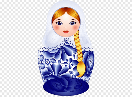 Матрешка Гжель на белом фоне