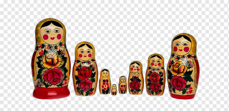 Семеновская Матрешка на прозрачном фоне