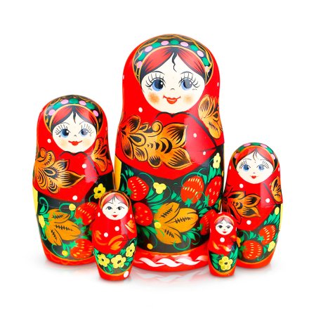 Матрёшка «Хохлома», красный платок, 5 кукольная, 17 см