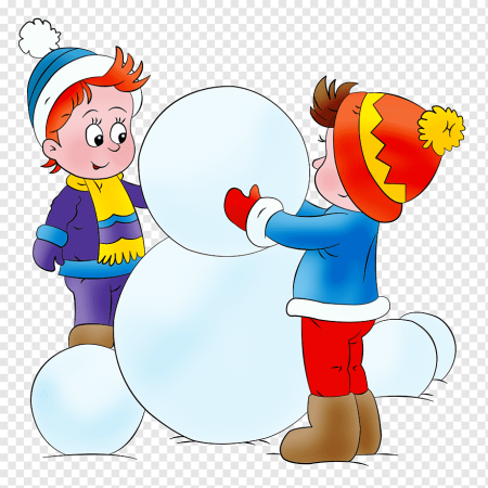 Дети лепят снеговика