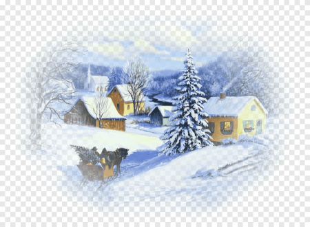Клипарт зимний пейзаж на прозрачном фоне