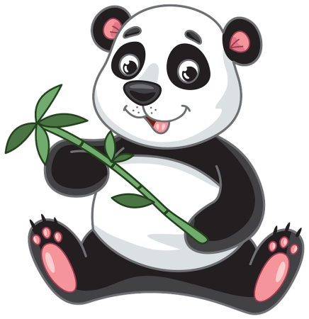 Мультяшная Панда с бамбуком