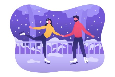 Люди на катке вектор