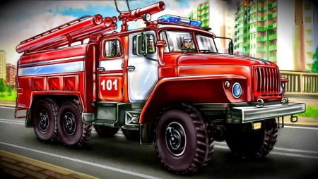 Пожарная машина мультяшка