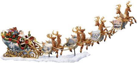 Дед Мороз на оленях на прозрачном фоне