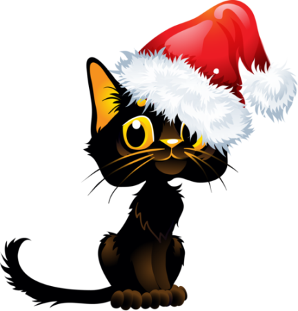 Новогодний котик на прозрачном фоне