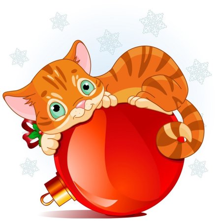 Новогодний кот мультяшный