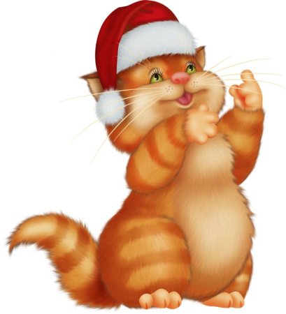 Новогодний котик на прозрачном фоне