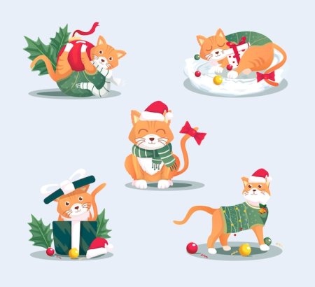 Котик новогодний клипарт