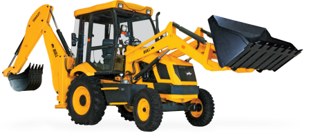 Трактор погрузчик желтый JCB