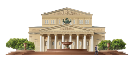 Здание театра на белом фоне