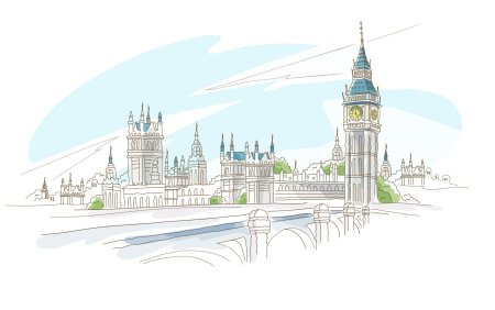 Достопримечательности на белом фоне