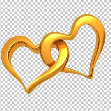 Два золотых сердца на прозрачном фоне