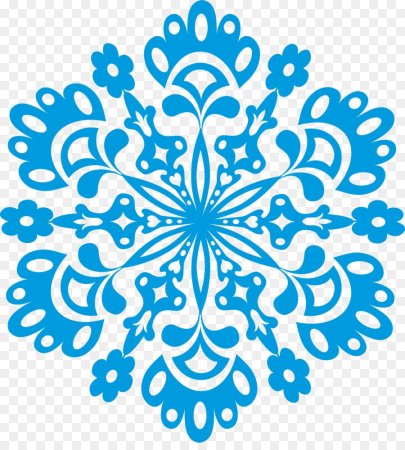 Синие снежинки на прозрачном фоне