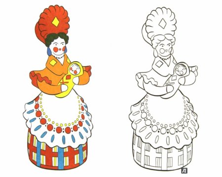 Дымковская Барыня вектор