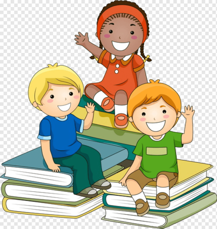 Дети с книгами на прозрачном фоне