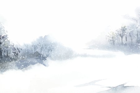 Зимний лес акварель