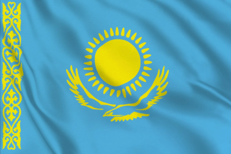 Флаг Казахстана на белом фоне