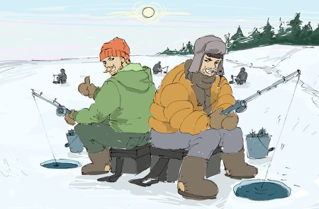 Зимняя рыбалка вектор