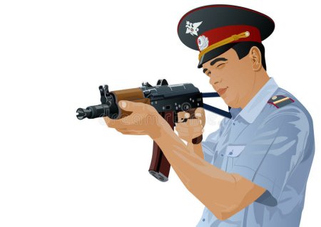 Полицейский с пистолетом на белом фоне