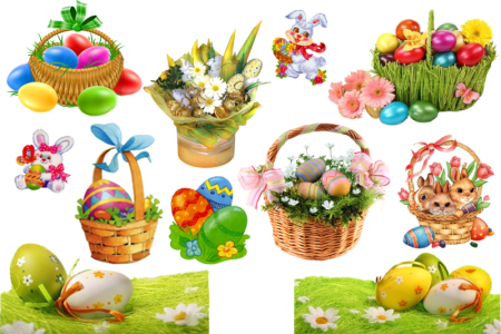 Корзинка с пасхальными яйцами арт