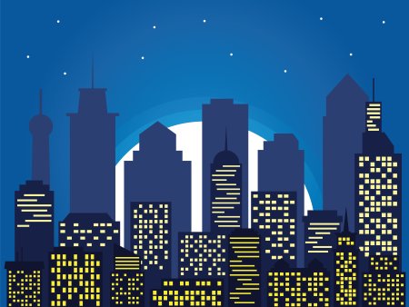 Силуэт города синий