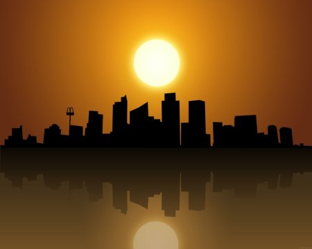 Силуэт ночного города