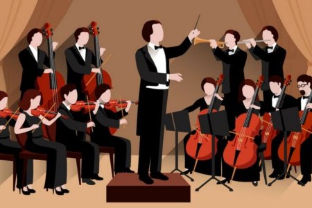 Дирижер и оркестр рисунок