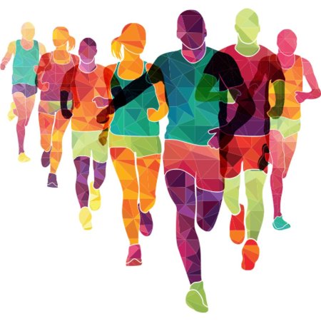 Спортивные люди на Цветном фоне