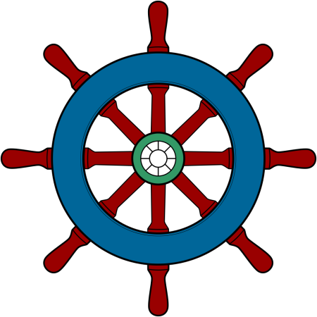 Колесо штурвала корабля вид сбоку
