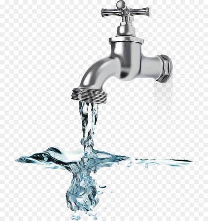 Кран с водой на белом фоне