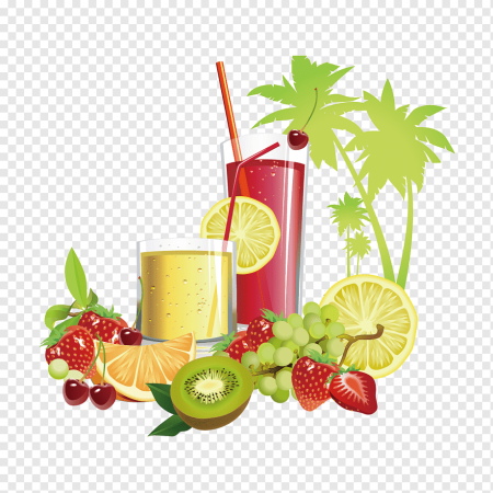 Фрукты для коктейля прозрачном фоне