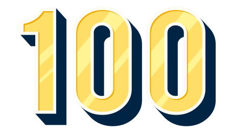Число 100 на прозрачном фоне