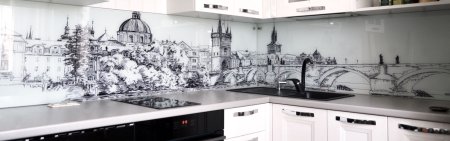 Фартук для кухни с графичным рисунком