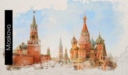 Московский собор Василия Блаженного акварель