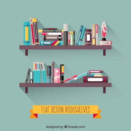 Книги на полочке вектор