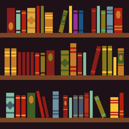 Полка с книгами на прозрачном фоне