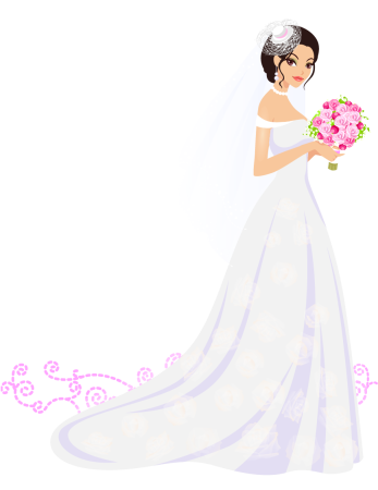 Девушка в свадебном платье векторный
