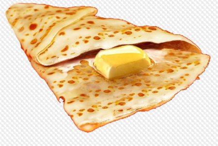 Блины с маслом на прозрачном фоне
