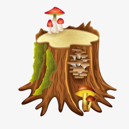 Пень на прозрачном фоне