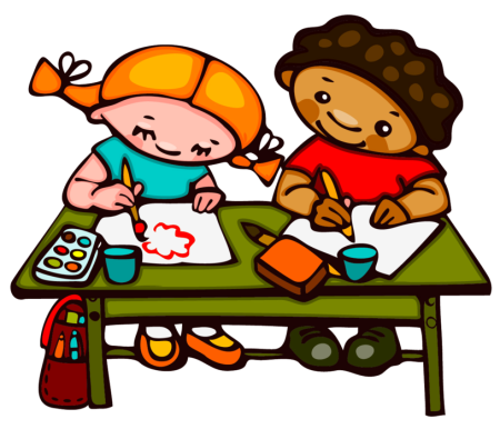 Дети мастерят рисунок