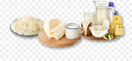 Молочные продукты на прозрачном фоне