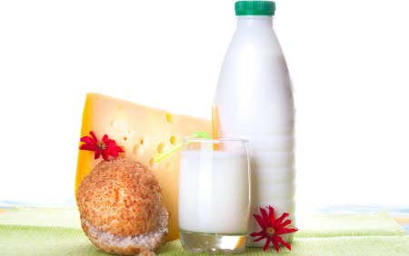 Молочная продукция на белом фоне