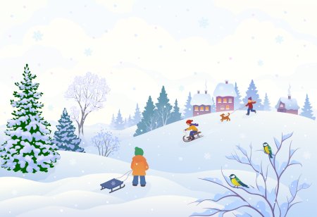 Зимняя горка мультяшная