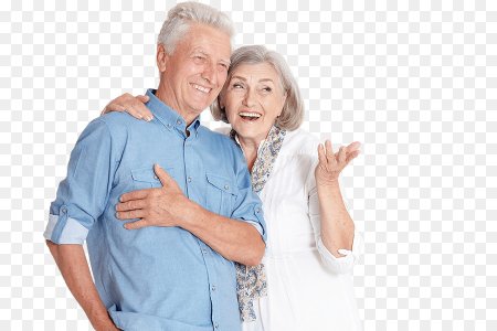 Бабушка и дедушка на белом фоне