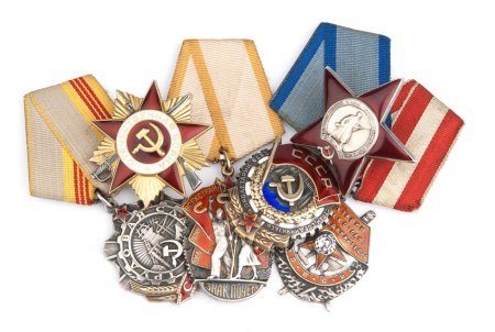 Советские награды на белом фоне