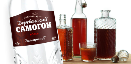 Деревенский самогон наклейка