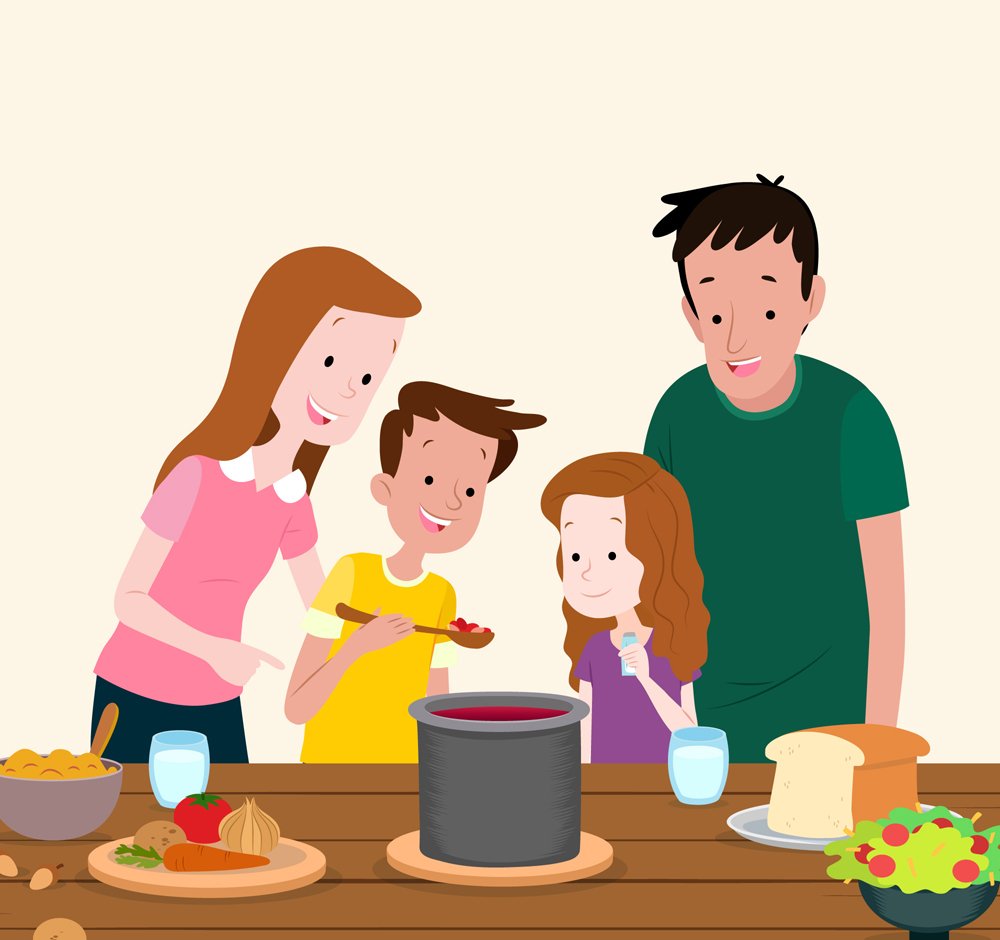 Семейный обед иллюстрация
