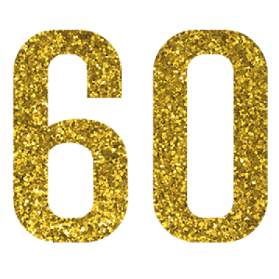 Золотая цифра 60 на прозрачном фоне